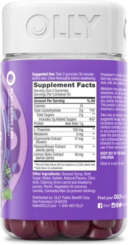 OLLY Restful Sleep Gummies Blackberry Flavor 110 ct